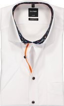 OLYMP Luxor modern fit overhemd - korte mouw - wit (contrast) - Strijkvrij - Boordmaat: 38