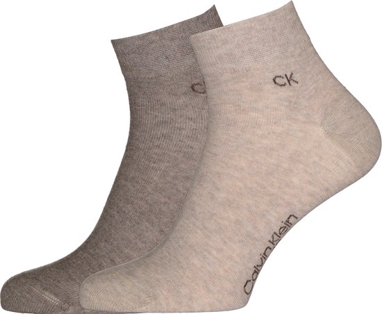 Foto: Calvin klein herensokken simon 2 pack hoge enkelsokken beige en lichtbruin maat 43 46