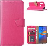 LuxeBass Hoesje geschikt voor Motorola E6 Plus / E6S - Bookcase Roze - portemonnee hoesje - telefoonhoes - gsm hoes - telefoonhoesjes