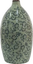 Clayre & Eef Decoratie Vaas Ø 16*29 cm Groen Keramiek Bloemen Decoratie Pot