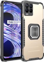 Realme 8 Pro Hoesje - Mobigear - Armor Ring Serie - Hard Kunststof Backcover - Roségoud - Hoesje Geschikt Voor Realme 8 Pro