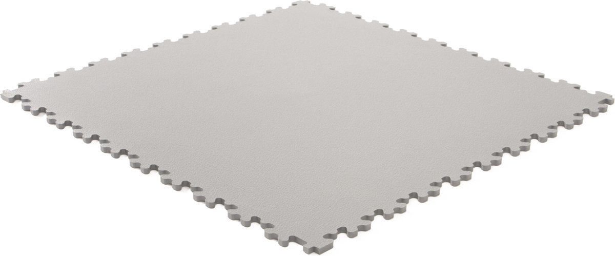 Rubbermagazijn | PVC kliktegel hamerslag lichtgrijs | Set 40 stuks | Per 10m² | 50x50cm | Dikte 4mm | winkel | showroom | garage