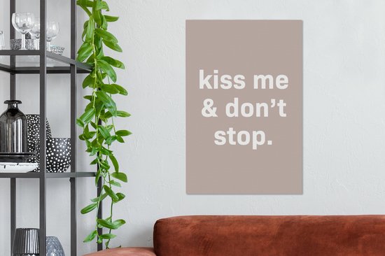 Peinture sur toile Saint-Valentin - Kiss -moi et ne t'arrête pas - Citations - Dictons - 60x90 cm - Décoration murale