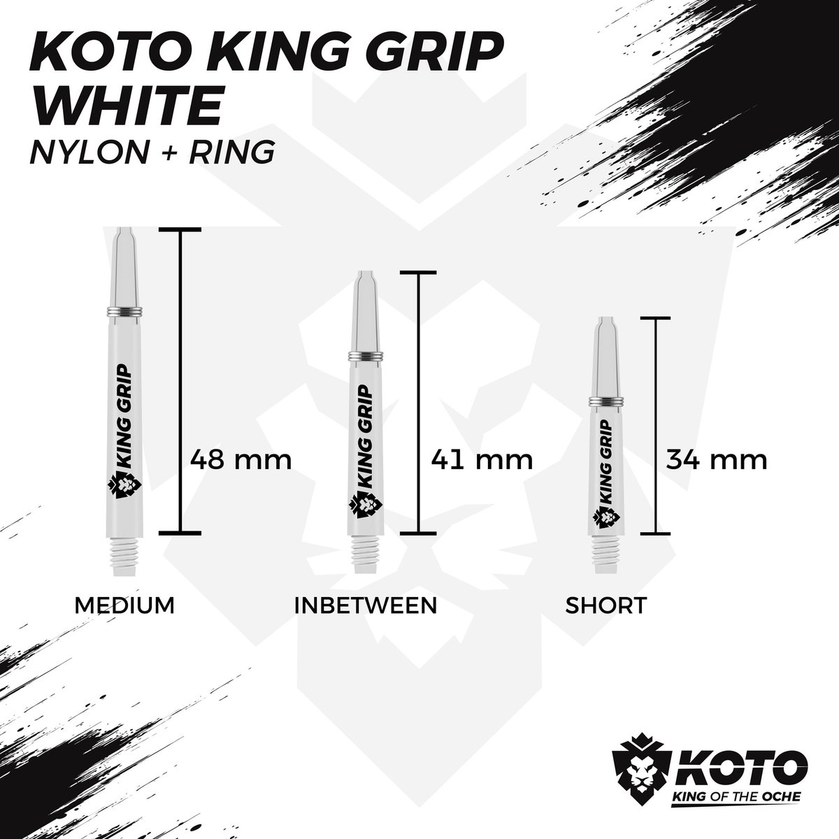 KOTO King Grip Pro White - Dart Shafts Medium