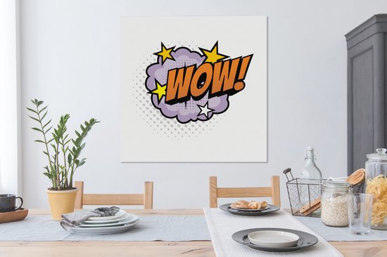 Peinture sur toile ' Wow!' - Proverbes - Citations - 90x90 cm - Décoration murale