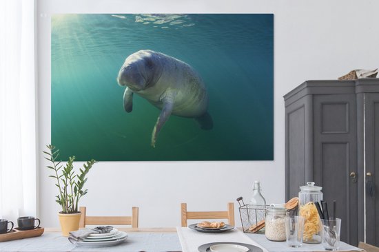 Toile Peinture Vache Mer - 180x120 cm - Décoration murale XXL