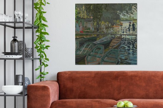 Tableau Toile Baigneurs à La Grenouillère - Peinture de Claude Monet - 90x90 cm - Décoration murale
