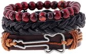 Embrace-it armband - set met kralen en leren armband - Cadeau voor mannen - Valentijnsdag/vaderdag