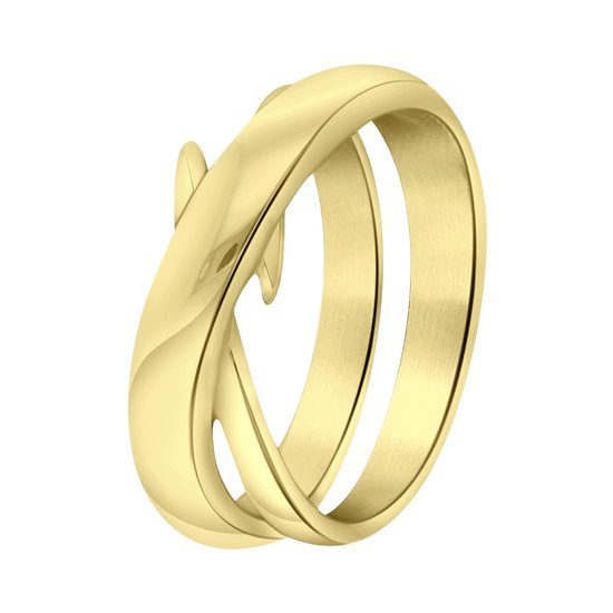 Lucardi Dames Goldplated ring Vignetta - Ring - Cadeau - Moederdag - Staal - Goudkleurig
