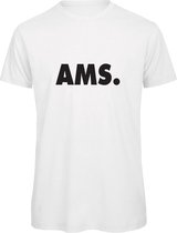 T-shirt wit L - AMS - zwart - soBAD.