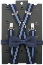 Sir Redman - Bretels met strik - bretels combi pack Denny Denim - blauw / wit