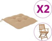 vidaXL Stoelkussens 2 st 40x40x7 cm stof beige