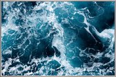 JUNIQE - Poster met kunststof lijst Zee luchtfoto -13x18 /Blauw &