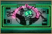 JUNIQE - Poster met kunststof lijst Neon Show Me the Money -13x18