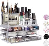 Relaxdays 1x make-up organizer transparant - cosmetica opbergdoos - lippenstift houder