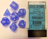 Chessex Frosted Blue/wit Polydice Dobbelsteen Set (7 stuks)