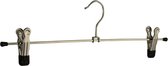 De Kledinghanger Gigant - 10 x Rok / broekhanger metaal verchroomd met anti-slip (zwart) maxi-knijpers, 40 cm