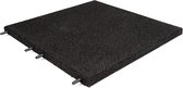 Terrastegels rubber | 4 stuks | Per 1 m² | Zwart | 50x50cm | Pen/Gat | Dikte 3cm
