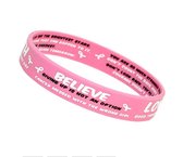 GoedeDoelen.Shop | Polsbandje Believe - Giving up is not an option | Hope | Pink Ribbon | Cancer Awareness | Statement Armband | Bewustwording | Wellness-House