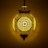 Hanglamp bruin-beige mozaïek en kralen - Turks design - 25 cm.