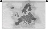 Wandkleed - Wanddoek - Kaart van Europa - zwart wit - 150x100 cm - Wandtapijt