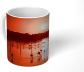 Mok - Silhouetten van flamingo's tijdens een zonsondergang - 350 ML - Beker
