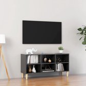 Decoways - Tv-meubel met houten poten 103,5x30x50 cm hoogglans grijs