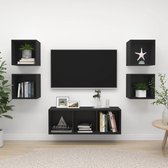 Decoways - 5-delige Tv-meubelset spaanplaat zwart