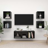 Decoways - 5-delige Tv-meubelset spaanplaat hoogglans zwart