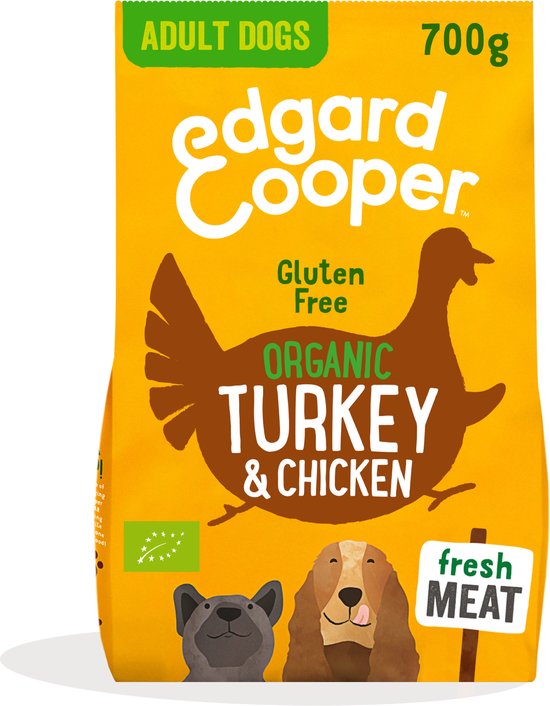 Edgard & Cooper Bio Organic Turkey Adult Kalkoen&Kip&Wortel - Hondenvoer - 700 g Biologisch