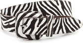 A-Zone Dames riem wit/zwart met zebraprint - dames riem - 4 cm breed - Zwart / Wit - Echt Leer - Taille: 95cm - Totale lengte riem: 110cm