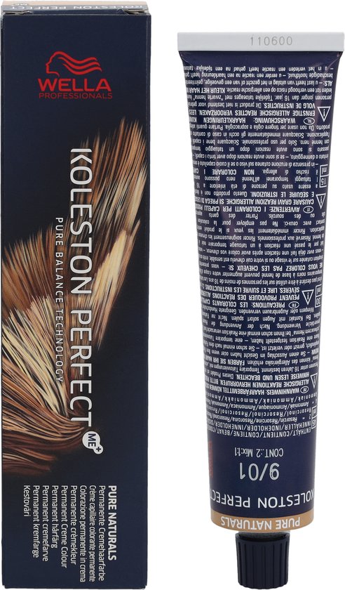 Wella Koleston Perfect Me+ Pure Naturals 9/01 Blond très Clair Naturel Cendré 60ml