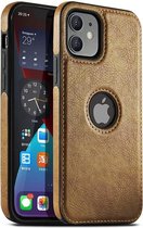 Backcase Lederen Hoesje iPhone 12 Bruin - Telefoonhoesje - Smartphonehoesje - Zonder Screen Protector