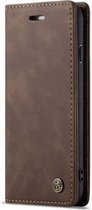 CaseMe Bookcase Pasjeshouder Hoesje iPhone 8 Plus Bruin - Telefoonhoesje - Smartphonehoesje - Zonder Screen Protector