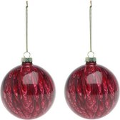LuxuryLiving - Kerstballen - 2 pcs - Kristal - Geschatte diameter: 8 cm - Rood