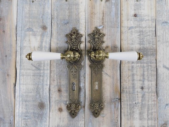 Set de garnitures de porte : laiton, plaques de porte anciennes très  décoratives avec