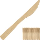 Relaxdays wegwerpbestek bamboe - vorken messen of lepels - bestek set - 100x - duurzaam - mes