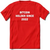 BTC Holder Since 2022 - Crypto T-Shirt Kleding Cadeau | Dames / Heren / Unisex | Bitcoin / Ethereum shirt | Grappig Verjaardag kado | BTC Tshirt Met Print | - Rood - XL