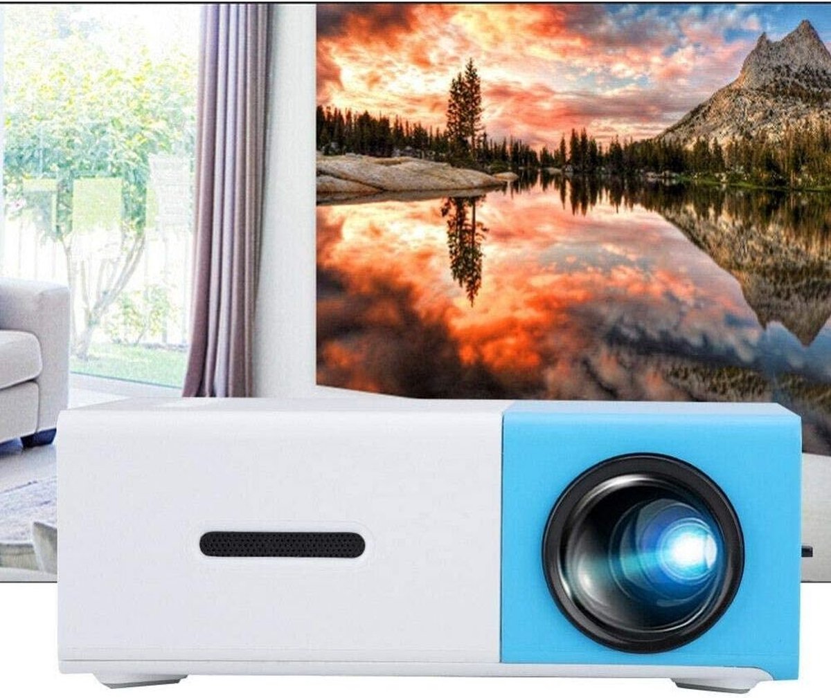 Homezie Mini beamer | Tot 60-inch projectie grootte | Full HD 1080p resolutie | USB oplaadbaar | Projector | Beamer | Mini projector