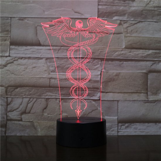 3D Led Lamp Met Gravering - RGB 7 Kleuren - Zorg Logo