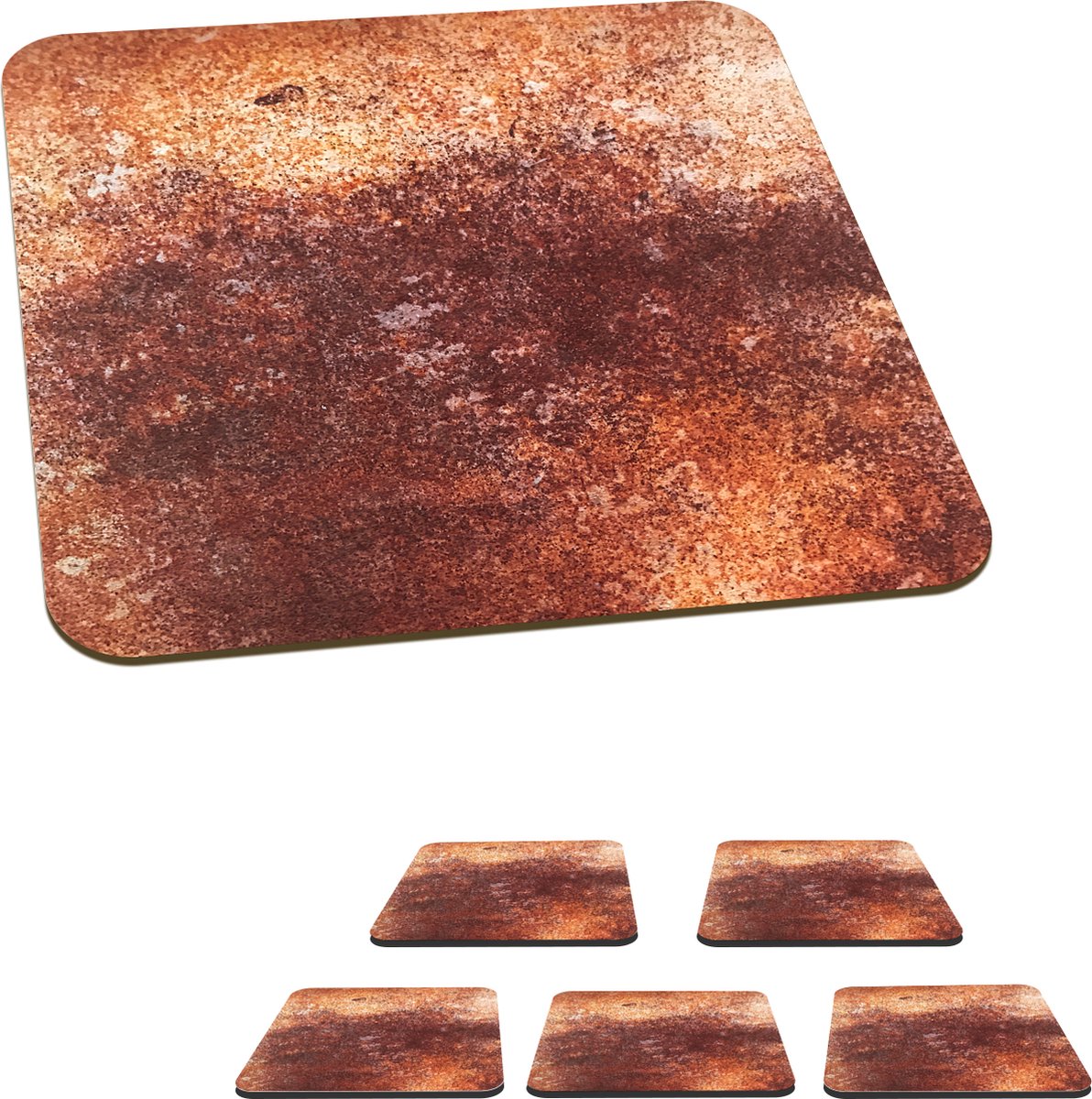 Onderzetters voor glazen - Staal - Roest - Plaat - 10x10 cm - Glasonderzetters - 6 stuks