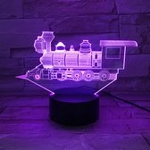3D Led Lamp Met Gravering - RGB 7 Kleuren - Trein