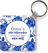 Porte-clés - Fleurs - Bleu de Delft - Tuile - Grand-mère - Plastique