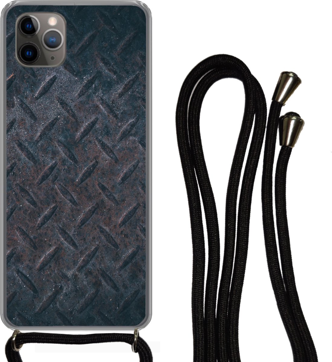 Telefoonkoord - Telefoonketting - Telefoonhoesje Geschikt voor iPhone 11 Pro - Roest print - Metaal - Plaat - Siliconen - Crossbody - Telefoonhoesje met koord Telefoonhoesje