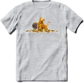 Bitcoin Bull - Crypto T-Shirt Kleding Cadeau | Dames / Heren / Unisex | Bitcoin / Ethereum shirt | Grappig Verjaardag kado | Tshirt Met Print  Prijs - Licht Grijs - Gemaleerd - XXL