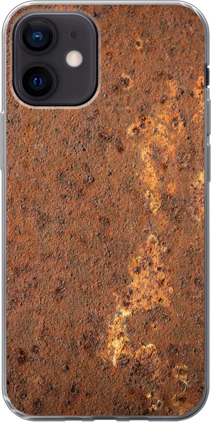 Telefoonhoesje Geschikt voor iPhone 12 hoesje - Metaal - Roest print - Staal - Siliconen Telefoonhoesje Telefoonhoesje