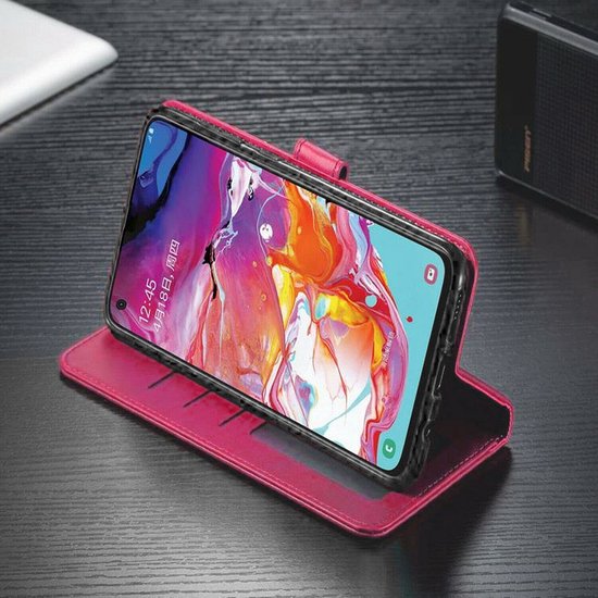 Coque Samsung Galaxy J6 2018 - Bookcase - Espace pour 3 cartes - Simili Cuir - avec 3x Protecteur d'écran Trempé - SAFRANT1 - Rose