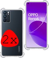 Oppo Reno 6 5G Hoesje Shock Proof Case - Oppo Reno 6 5G Case Transparant Shock Hoes - Oppo Reno 6 5G Hoes Cover - Transparant - 2 Stuks