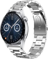 Stalen Smartwatch bandje - Geschikt voor  Huawei Watch GT 3 46mm stalen band - zilver - Zilver - Strap-it Horlogeband / Polsband / Armband