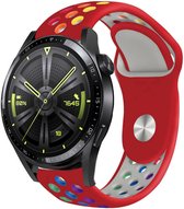 Strap-it Siliconen sport bandje - geschikt voor Huawei Watch GT / GT 2 / GT 3 / GT 3 Pro 46mm / GT 2 Pro / GT Runner / Watch 3 & 3 Pro - rood/kleurrijk